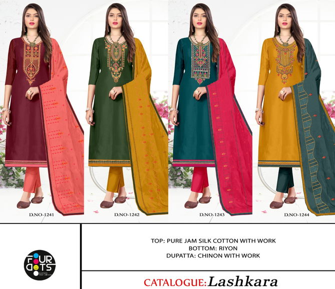 Lashkara By Four Dots Jam Silk Cotton Dress Material Wholesale Market In Surat